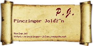 Pinczinger Jolán névjegykártya